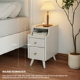 thumbnail image 5 of Muwuele Solid Wood Small Nightstand with Drawers, Dorm Bedside Table, Narrow White Nightstand for Bedroom, Living room, 5 of 12