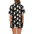 thumbnail image 4 of Hpapadks Halloween Sexy Pajama Set for Women Silk Button Down 2 Piece Silk Sleepwear Shorts Ruffle Notch Collar Pjs Sets for Women Black, 4 of 5