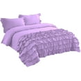 thumbnail image 4 of DNG Creations 1 Piece Vintage Ruffle Duvet Cover 100% Egyptian Cotton, 800 Threads Count - With Zipper & Corner Ties ( Oversized Queen - Solid Lilac ), 4 of 7