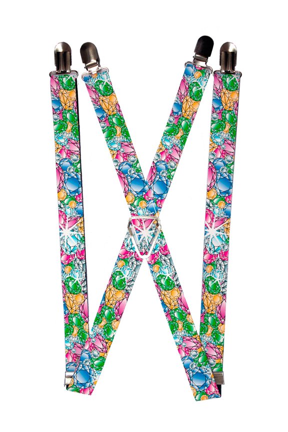 Colorful Colors Gem Stained Glass Pattern Suspenders