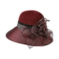 thumbnail image 4 of HNMKIU Elegant Women's Wide Brim Sun Hat for Summer Outdoor Wedding Tea Party and Events Red,M, 4 of 4