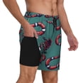 thumbnail image 2 of Kdxio Snake And Rose Print Men's Swim Trunks with Compression Liner 7 Inch Inseam Quick Dry Swim Shorts, 2 of 7
