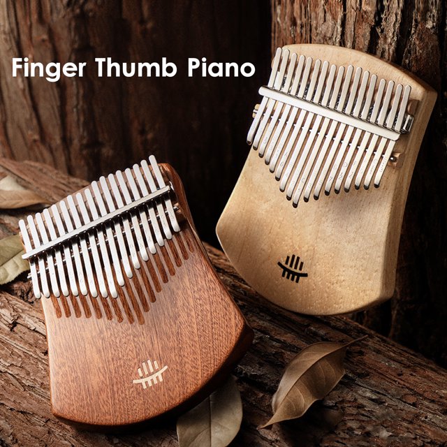 Keys 17-Key Finger Thumb Piano Portable Musical Instrument Solid Wood Body for Kids Adults Music Lover Beginners Professional with Tuning Hammer Wipe Cloth Notes Sticker