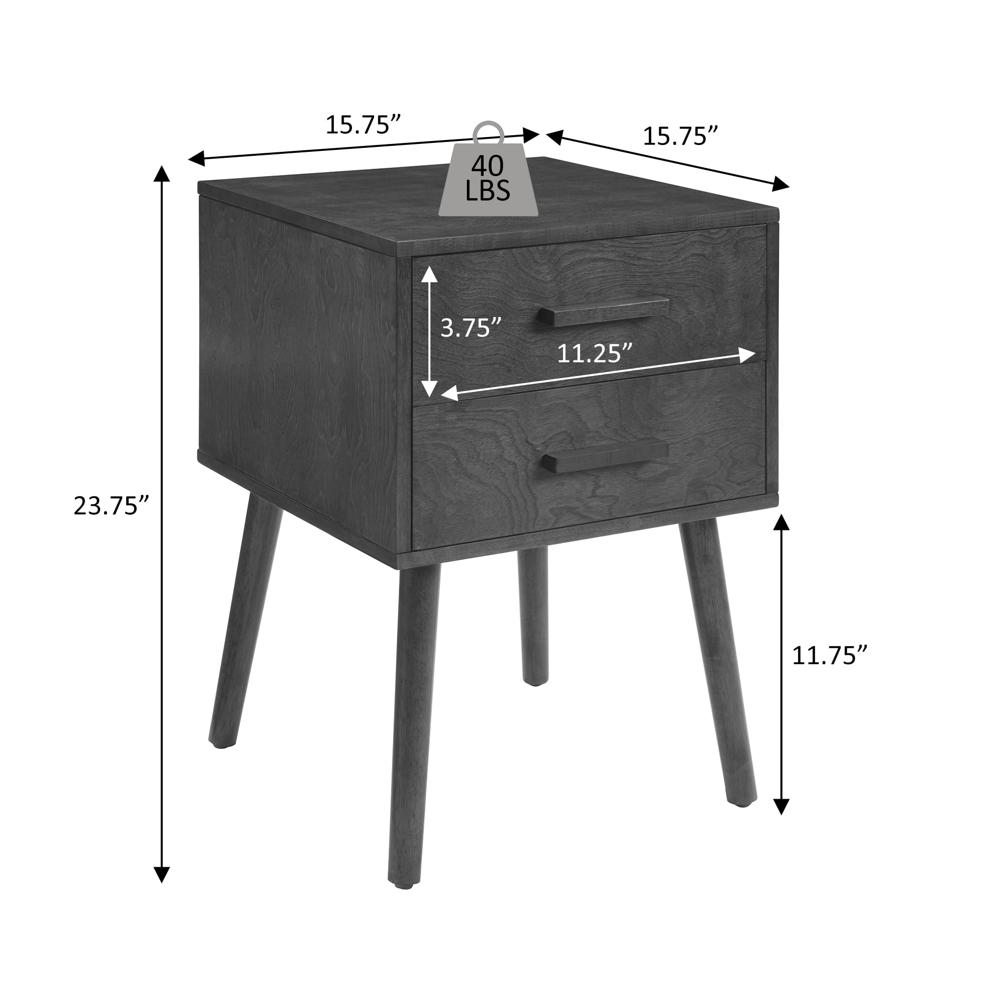 Convenience Concepts Oslo 2 Drawer End Table, Espresso