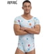 thumbnail image 2 of Mono Sexy de manga corta con botones en la entrepierna para hombre, pijama, mono con estampado de dibujos animados, ropa de dormir, traje de baño, 2 of 5
