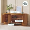 thumbnail image 3 of Walker Edison Modern Large Curved Wood Sideboard TV Stand, Medium Brown Oak, 3 of 12