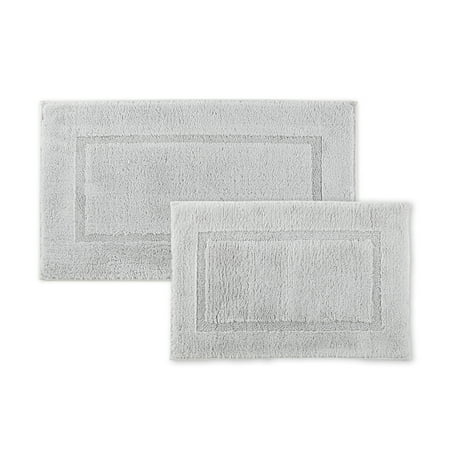 Hotel Style Organic Cotton Luxury 2-Piece Bath Rug Set, Platinum Silver