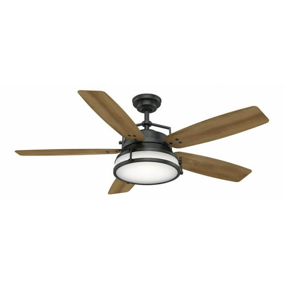 59359-Casablanca Fans-Caneel Bay - 5 Blade 56 Inch Ceiling Fan with Wall Control in Rustic Modern Style and includes 5 Motor Speed settings-Aged Steel