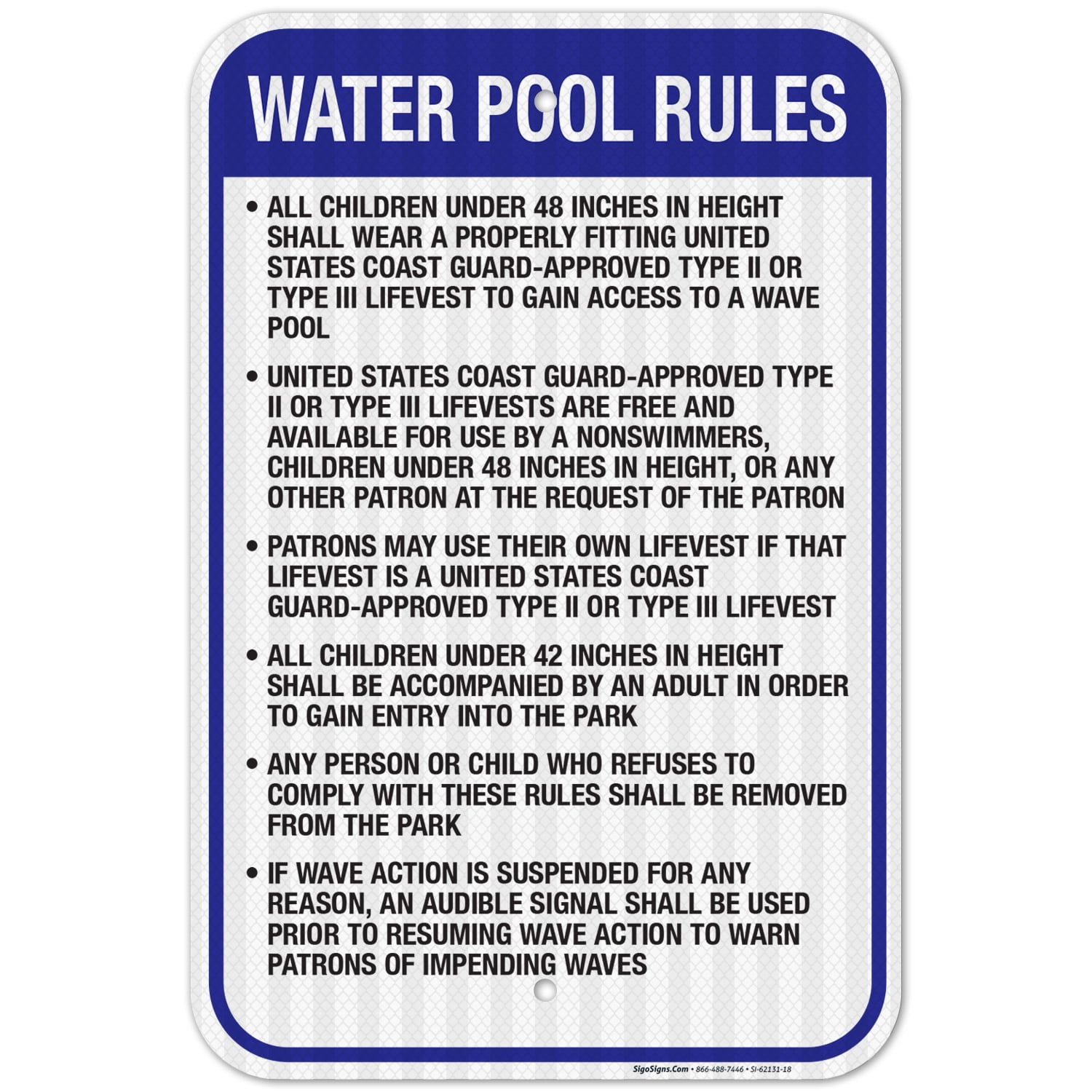 Pool Rules Sigo Signs Arizona Sign - 12x18