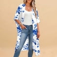 thumbnail image 5 of Xdegoge Kimono Cardigans for Women Open Front Half Sleeve Boho Tropical Print Cover Up Sheer Chiffon Duster Lightweight Summer Casual Daily Outerwear, 5 of 7