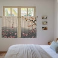 thumbnail image 3 of Chinese Ink Painting Kitchen Curtains 45 Inch Length, Pink Peach Blossom Branches Tiers Curtains for Bathroom Bedroom Cafe, Light Filtering Small Window Treatment Short Drapes 2 Panels 42"Wx45"L, 3 of 8