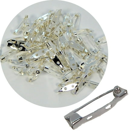 - 144 Bar 3/4 Inch 20mm Pin Backs Clasp Silver Plated Broach Name Badge Parts