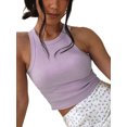 thumbnail image 4 of Kmbangi Women's Summer Slim Knit Tank Tops, Solid Color Sleeveless Round Neck Ribbed Crop Tops Causal Streetwear, 4 of 8