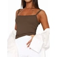 thumbnail image 2 of Sleeveless Camisole Tank Tops for Women Y2K Spaghetti Strap Lace Trim Slim Fit Basic Camisole Shirts ESVI019 Coffee S, 2 of 10