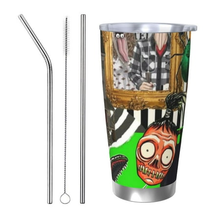 

Beetle Juice Coffee Mug 20 Oz Insulated Stainless Steel Coffee Travel Mug | Vacuum Sealed Cartoon Design Bottle for Car & Gifts