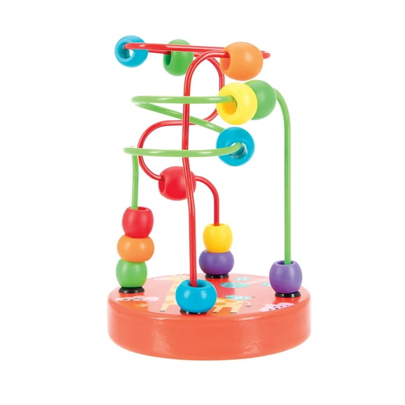 Nuby Colorful Mini Wooden Bead Maze Roller Coaster- Early Educational Toy