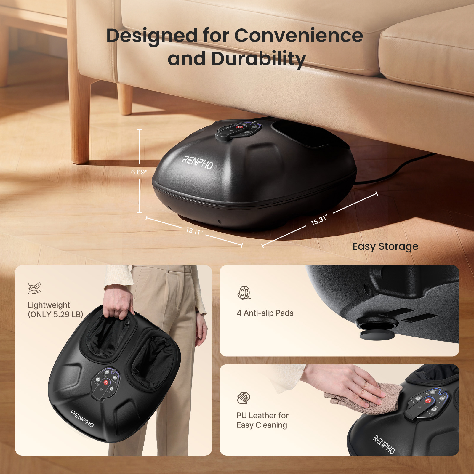 Renpho Shiatsu Foot Massager with Heat and Compression photo 6