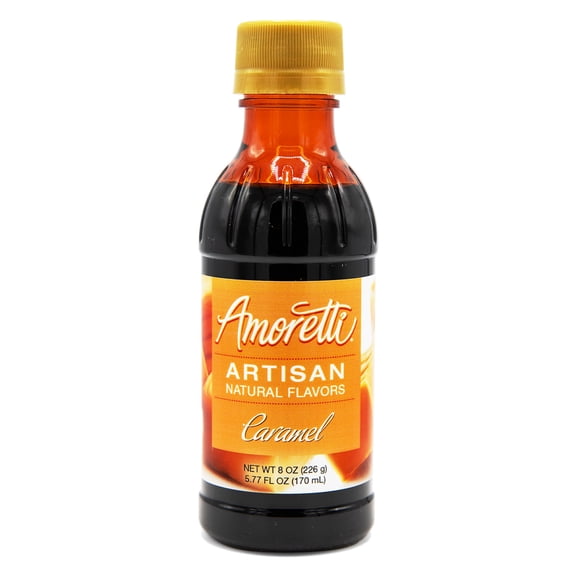 Amoretti - Natural Caramel Artisan Flavor Paste 8 oz - Perfect For Pastry, Savory, Brewing, and more, Preservative Free, Gluten Free, Kosher Pareve, No Artificial Sweeteners, Highly Concentrated