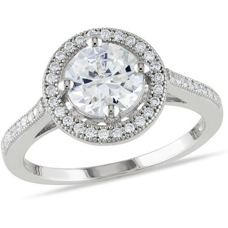 2-3/5 Carat T.G.W. CZ Sterling Silver Halo Engagement Ring - Walmart.com