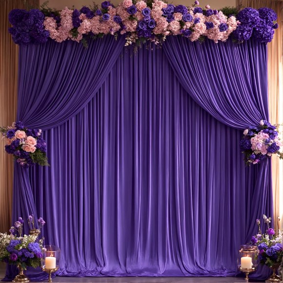 Cortinas de fondo PARTISKY de poliéster morado oscuro de 4 x 3 m