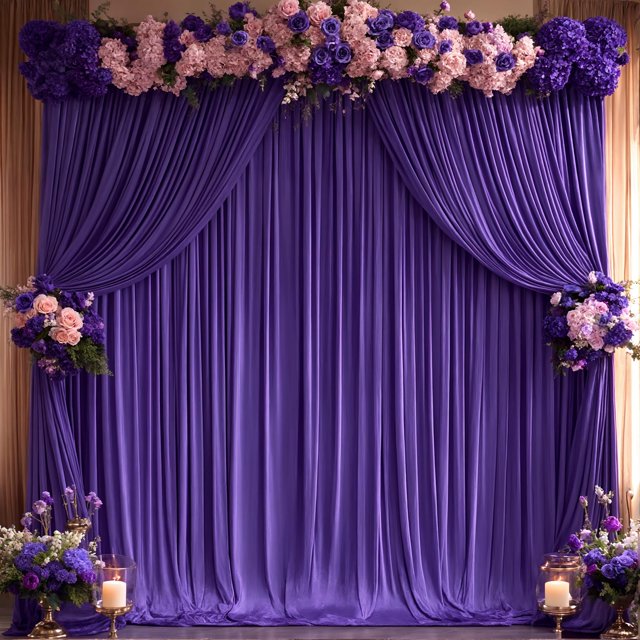 Cortinas de fondo PARTISKY de poliéster morado oscuro de 4 x 3 m