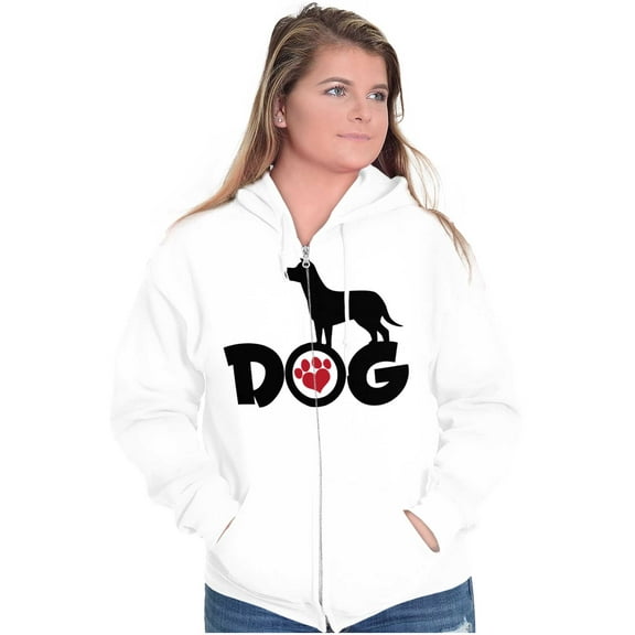 Cute Puppy Dog Animal Paw Print Zip Hoodie Sweatshirt Women Brisco Brands S