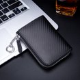 thumbnail image 3 of Cartera para tarjetas de visita de piel auténtica con estampado de fibra de carbono y cremallera japonesa, monedero para tarjetas de visita para hombre, RFID, 3 of 5