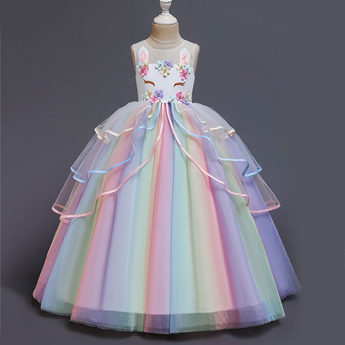HAWEE Girls Unicorn Princess Dress Fancy Party Costume Dress up Wedding ...