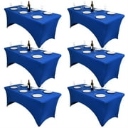 Pesonlook 6Pcs Spandex Table Cloths-6Ft Rectangular Stretchable Fitted Tablecovers Multi-Occasional Table Cloth Tight Fit Wrinkle Elegant Tablecloth Perfect for Indoor and Outdoor(Blue)