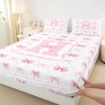 thumbnail image 4 of Manfei Princess Bowknot Letter Monogrammed H Full Size Sheets 4-Piece for Kids Girls,Teens Women Shabby Chic Bow Tie Initial Bed Sheets,Luxury Bedroom Decor, 4 of 5