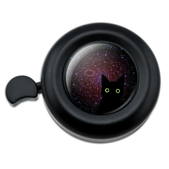 Black Cat in Space with Stars and Galaxy Bicycle Handlebar Bike Bell