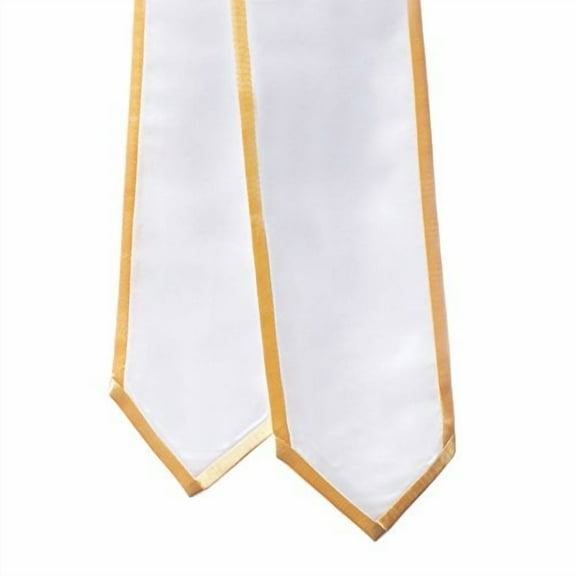 Honors Graduation Academic 72" Classic End Honor Stoles/Sahes (White w/Old Gold Trim)
