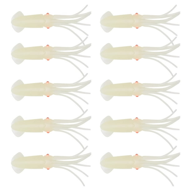 Señuelos De Pesca De Calamar, Cebo De Calamar De Silicona Suave, Duradero, Resistente, Luminoso, Realista, 10 Uds.