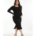 thumbnail image 4 of Bearsland Women's Long Sleeve Ribbed Knit Side Slit Maternity Dress Casual Ruched Bodycon Sweater Dress Pregnancy Clothes, 4 of 7