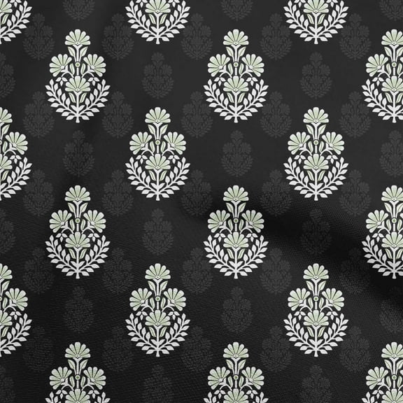 oneOone Cotton Cambric Black Fabric Asian Dabu Print Sewing Craft Projects Fabric Prints By Yard 42 Inch Wide