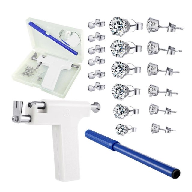 Kit de herramientas para perforar orejas Yashi perno de acero inoxidable blanco 7141