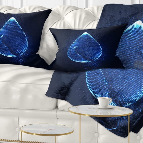 Designart Blue Droplet Design - Abstract Throw Pillow - 12x20