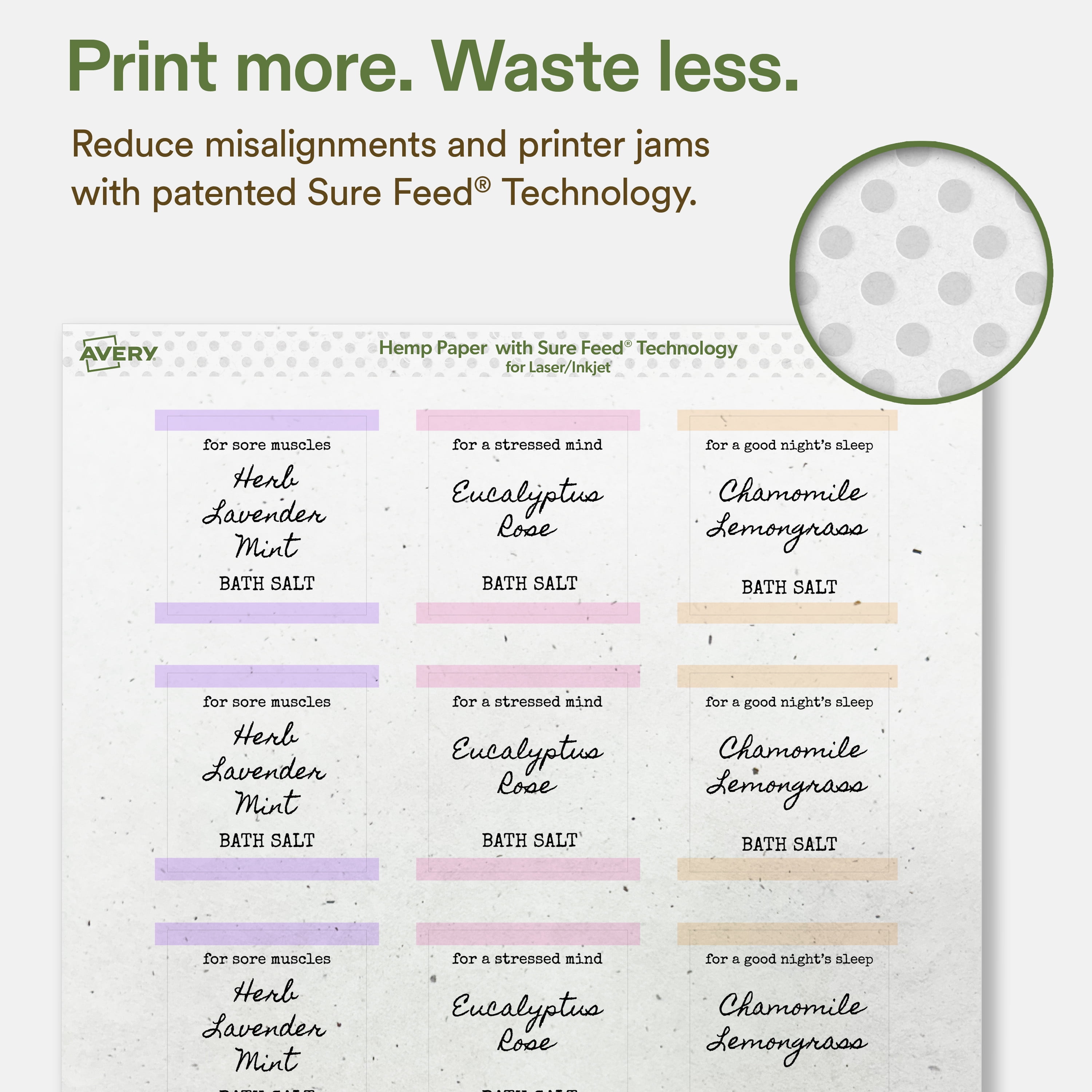 Avery Square Hemp Labels, 2" x 2", Off-White, 960 Labels Total