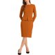 thumbnail image 1 of Vestido ajustado de peplum para mujer INSPIRE CHIC, cuello redondo, de manga larga, cintura alta, midi, vestido de trabajo, color caramelo, talla S, 1 of 6