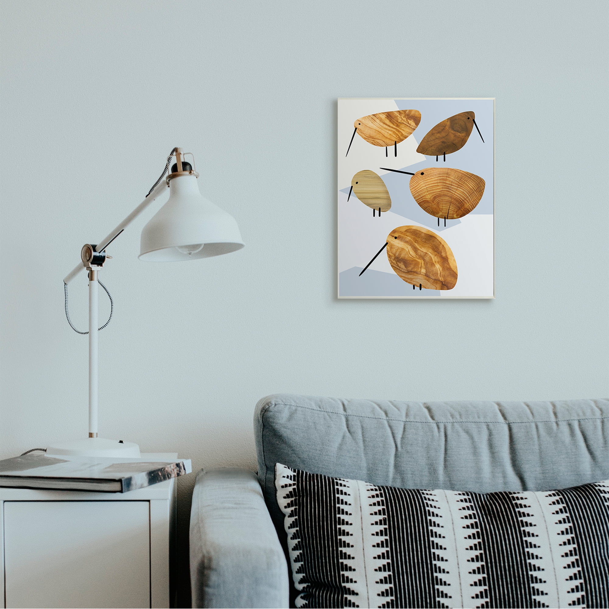 Stupell Industries Abstract Tree Pattern Birds Blue Geometric Shapes Wall Plaque by Daphne Polselli