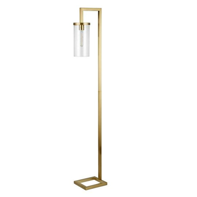 Hudson & Canal FL0418 Malva Brass Floor Lamp with Seeded Glass Shade
