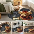 thumbnail image 6 of Snowflake Highland Cow Round Area&nbsp;Rug 5ft Candle Pine Tree Merry Christmas Non-Slip&nbsp;Washable Circle Rugs Soft Felt Indoor Floor Mat for Bedroom Kitchen Living Room Bathroom, 6 of 9