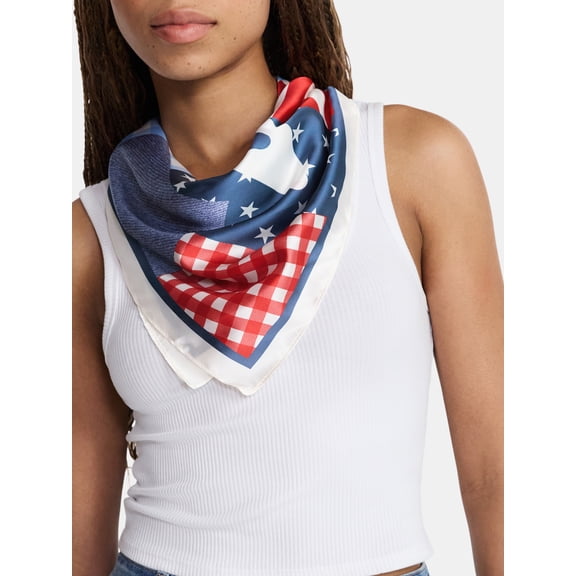 No Boundaries Women's Americana Print Square Scarf