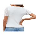 thumbnail image 4 of PENGXIANG T-shirt pour Femmes Col Rond Patchwork Manches Courtes Été Slim Fit Tops Casual Tops Daily Wear, 4 of 6