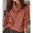 thumbnail image 4 of Women'S Oversized Chunky Pullover Sweaters Cowl Neck Long Sleeve Winter Slouchy Loose Knit Sweaters Brick Red 5XL, 4 of 8