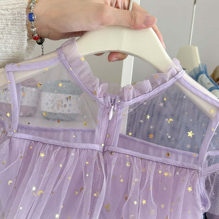 Huowey Toddler Girls Princess Sequins Dress Cowl Neck Ruffles Sleeveless  Tiered A-Lined Dresses Dance Party Wedding Birthday Dailywear,Purple,4-5  Years - Walmart.com