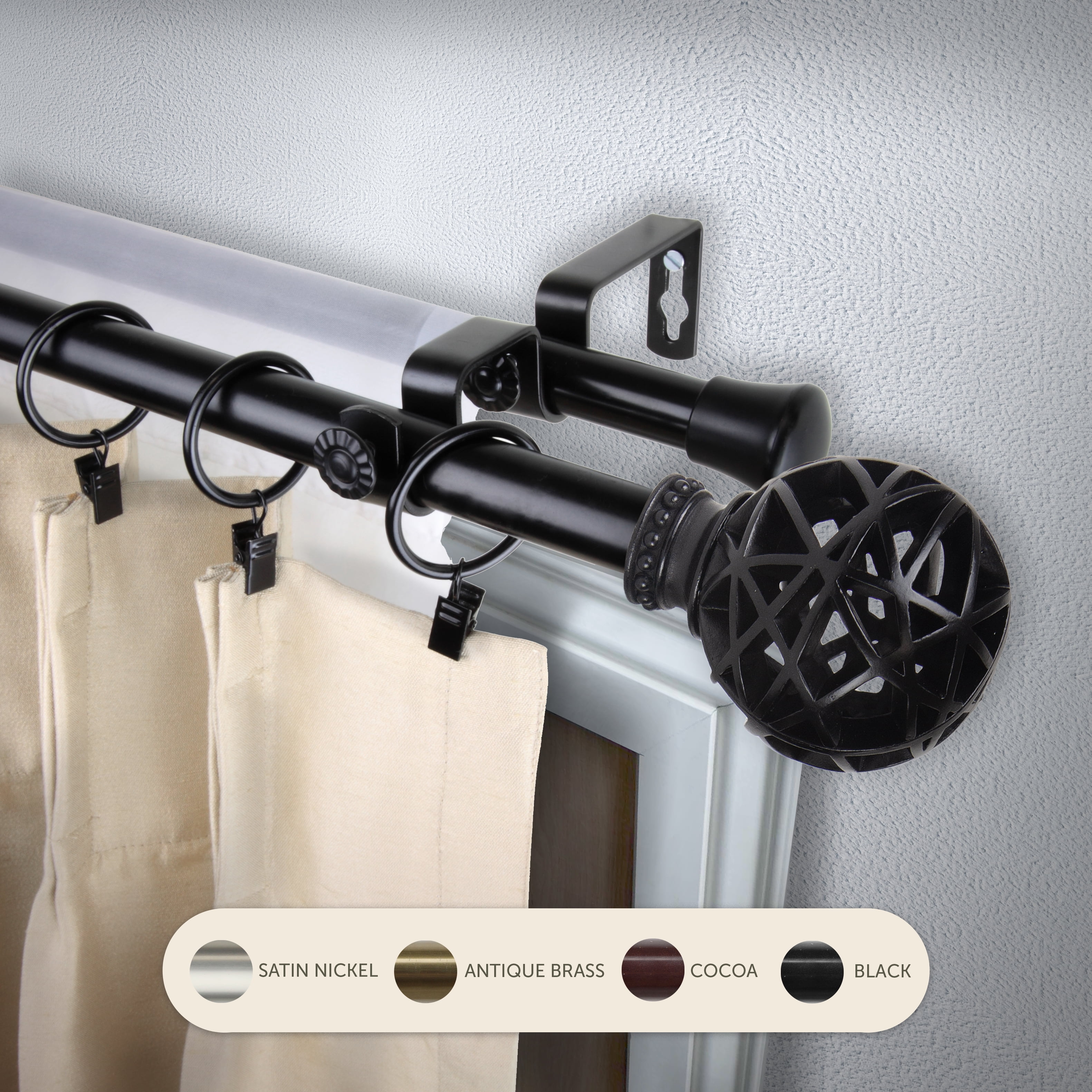 Rod Desyne Lockseam 2-Inch Clearance Window Curtain Rod Set 48 to 84-Inch
