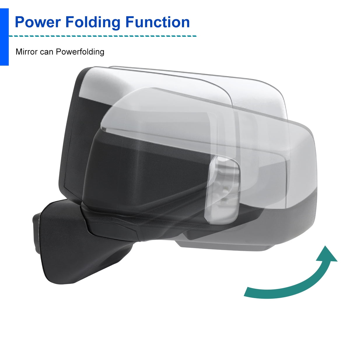 Spec-D Tuning Left Driver Side Chrome Power Fold Power Heated Side Mirror w/ Blind Spot + Temp Sensor Compatible with 2019-2026 GMC Sierra 1500