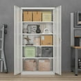 thumbnail image 2 of Metal Storage Cabinet with 2 Door and 4 Adjustable Shelves, 71 inch Tall Steel Cabinet for Warehouse, Garage, Home, Office,Easy Assemble Required(Gray), 2 of 15