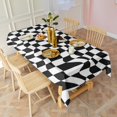 thumbnail image 3 of Black and White Wavy Checkerboard Pattern Rectangle Tablecloth 60"x102",Waterproof Polyester Rectangle Table Cloth, Wipeable Spillproof Polyester Tablecloth for Dining, Camping, Indoor and Outdoor, 3 of 6
